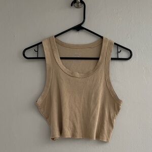 Tan cropped tank size Large